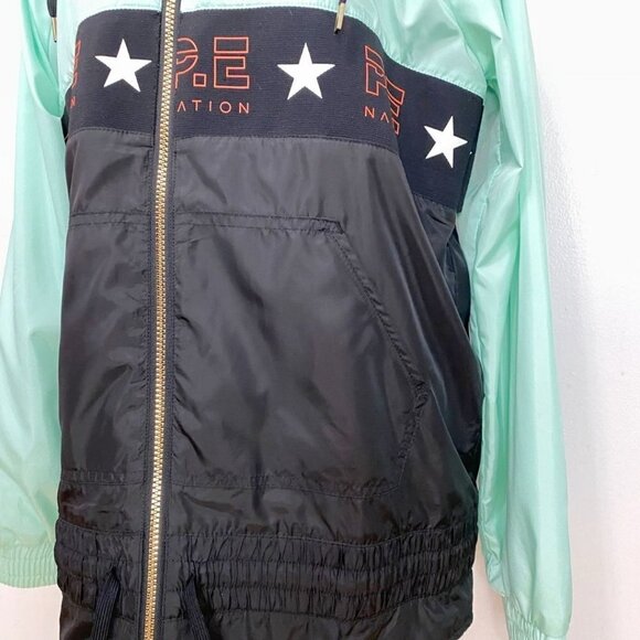 PE NATION X H&M BLACK MINT ZIP UP HOODED LIGHTWEIGHT TRACK JACKET - S - Picture 7 of 12